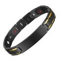 Magnetisches Therapiearmband für Herren aus Edelstahl in Schwarz und Gold mit Steinen - Mattschwarz Gold