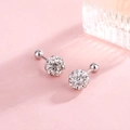 Sparkling S925 silver full crystal ball stud earrings with screw-back design - 925 Silver / White