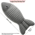 Graues Leinen-Fisch-Katzenminzenspielzeug mit Wellenmuster und 30 cm Maßangabe - 30cm / Blaugrau