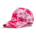 Fashionable rose red and white tie-dye cotton baseball cap with a street style aesthetic - Rose Red White Tie-Dye