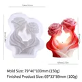 Romantic rose lovers silicone mold for DIY candles showing mold and finished pink craft - Rose Love (GJ-277)
