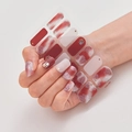 3D laser gold nail stickers featuring red and white floral designs with glitter DQ3-088 - Red White Transparent Flower Sequin Decor Style (DQ3-088)