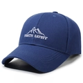Navy blue baseball cap featuring white YOUTH DAYOFF embroidery and mountain graphic - Navy Blue