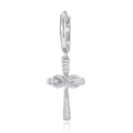 925 sterling silver hoop earring with silver cross and infinity symbol pendant - Infinity Combined Cross Style (2726) - Single / Platinum Silver - Moissanite (#7)