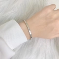 Silver honeycomb chain bracelet in titanium steel with a minimalist geometric link design - Silver