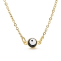 Minimalist gold evil eye necklace for women featuring a polished blue eye pendant - Black and White Evil Eye Style (KN198129-Z)