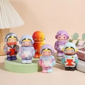 Set of six colorful astronaut figurines on a display stand for home decoration - Large Astronaut 12cm