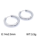 Orecchini a cerchio in acciaio inossidabile argento 14x2,5mm per un look minimalista - 14x2.5mm / Color Acciaio