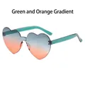Fashionable heart-shaped rimless sunglasses with green and orange gradient lenses - Gradient Green Orange