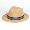Ελαφρύ μπεζ ψάθινο καπέλο fedora με ασπρόμαυρη καρό κορδέλα για το καλοκαίρι - Ρυθμιζόμενο / Ανοιχτό Καφέ