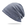 Berretto slouchy in maglia a nido d'ape blu grigio con trama calda per l'inverno - M(56-58cm) / Grigio Blu