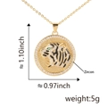 Tiger head pendant detail with dimensions 1.10x0.97 inch and zircon inlay specs - Gold Tiger Head Round Pendant