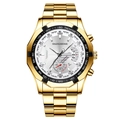 Herren-Chronograph aus Goldstahl mit achteckigem Gehäuse und silbernem Zifferblatt - Goldenes Gehäuse Weißes Zifferblatt