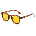 Retro round tortoiseshell sunglasses with vibrant yellow lenses for men and women - Tea Tortoise Frame Yellow Lens