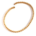 Collar gargantilla minimalista de 6mm chapado en oro 18K de acero inoxidable estilo correa - Dorado