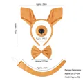 Kangaroo ears headband set with bowtie nose and tail for Halloween costume parties - Earthy Yellow Kangaroo Ears Nose 4-Piece Set