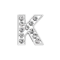 Silver alloy letter K pendant with sparkling crystals for DIY pet collars and jewelry - 10mm / Letter K with Rhinestone