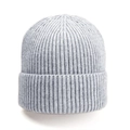 Detailed view of light grey ribbed knit beanie showing soft high-elastic fabric texture - Marl Grey