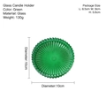 Portacandela in vetro verde trasparente con nervature verticali nordiche e 10cm diametro - Vassoio per Candele a Ingranaggi a Costine - Verde