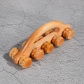 Tragbares Holz-Massagegerät mit Zahnradrollen und ergonomisch geformtem Griff - Bogenbrücke 10-Rad-Massagegerät (18x5.5x7cm)