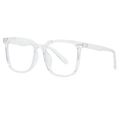 Montatura trasparente quadrata oversize con rivetti in argento e filtro luce blu - Trasparente