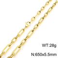 Golden 3:1 figaro chain titanium steel necklace with detailed clasp, 650x5.5mm size - 65cm / Gold