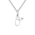 Silver stainless steel necklace featuring a heart letter O pendant on a Cuban chain - Letter O / Steel