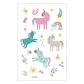 Waterproof unicorn tattoo stickers for kids featuring colorful cartoon hearts and stars - EC-657 (Unicorn)