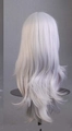 Long wavy silver-white synthetic wig for cosplay with layered high-temperature fiber curls - Silver White
