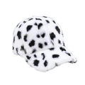 Cappello invernale da donna con stampa leopardata in pelliccia sintetica per calore esterno - Bianco