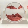 Round sand art liquid hourglass with red sand and white base for office desk decor - 12 Inch White Frame Stand Red