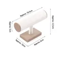 Single T-bar jewelry stand in cream leather and gold metal for 6 bracelets - T-Bar Bracelet Holder (White & Champagne)