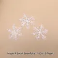 Three 10cm white snowflake ornaments with fuzzy texture for Christmas decor - Snowflake Pendant - 10cm - 3pcs