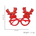 Sparkly red reindeer antler Christmas glasses frame for festive party costume decoration - Red Small Deer