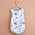White mesh summer pet vest featuring blue surfboards and vintage beach motifs - Blue Beach Print