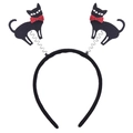 Serre-tête d'Halloween avec chatons noirs à ressort et nœuds rouges à paillettes - 57# Chat