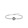 Elegant S925 sterling silver heart bracelet with black enamel and white zircon stones - Heart Style (RHB2089)