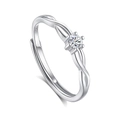 Elegant S925 sterling silver ring for women with bright round cubic zirconia stone - Adjustable Open / Women's Style (FDJZ-365)