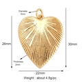 Polished gold heart charm pendant 22x26mm with sunburst texture and weight details - Radiant Pattern Heart (L872747L1)