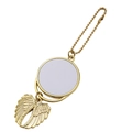 Goudkleurige sublimatie sleutelhanger met rond paneel en engelenvleugels versiering - Engelvleugels Stijl (JS20005-GD) / Goud