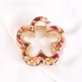 Pink leopard floral hair claw clip made of acrylic resin with golden metal spring - Five-Petal Flower / Multicolor Tortoiseshell