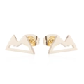 Minimalist gold geometric mountain range stud earrings with a polished mirror reflection - Mountain / Gold