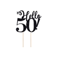 Glitzernder schwarzer Hello 50 Tortenaufsatz für die Dekoration zum 50. Geburtstag - Hello 50! / Schwarz