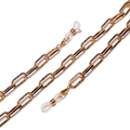 Close-up of golden metal eyeglass chain with textured oval links and silicone loops - Style 1-Thick Chain / Gold