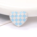 Macro shot of heart-shaped zinc alloy charm with light blue enamel, pearls, and silver trim - Light Blue