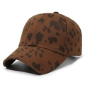 Brown leopard print baseball cap with dark spotted texture on a white background - Adjustable / Coffee Spotted