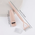 Pink stainless steel eyelash comb and mini curler set with specific dimensions - Steel Needle Eyelash Brush and Mini Eyelash Curler Set / Pink
