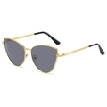 Gafas de sol de ojo de gato para mujer con montura metálica dorada y lentes oscuras - Montura Dorada Lentes Grises