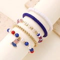 Detail of USA Independence Day bracelet set with polymer clay beads and boot charm - ASU Boot Style (4247)