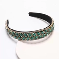 Luxe brede hoofdband met smaragdgroene marquise strassteentjes en witte diamantaccenten - Groen